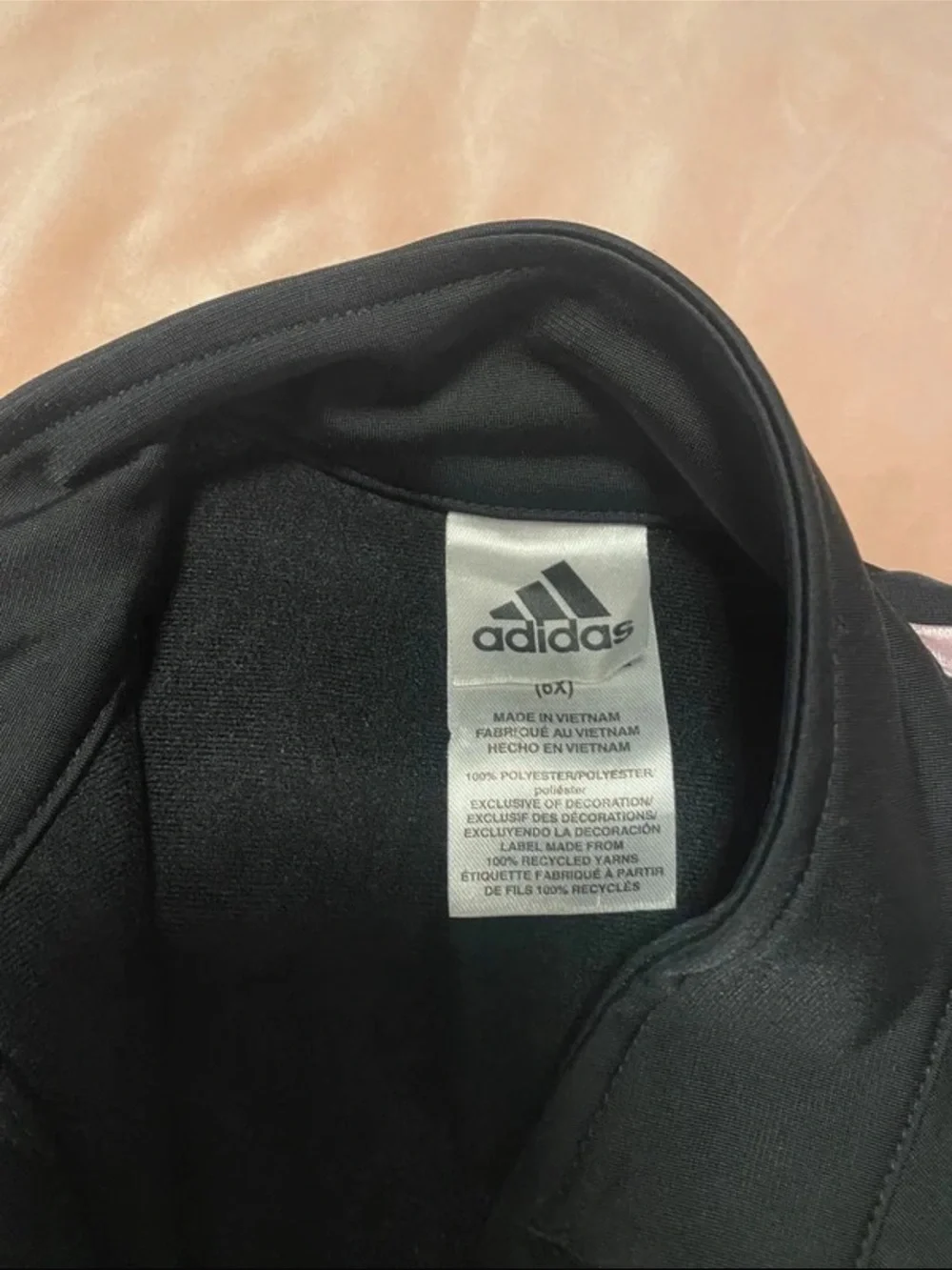 adidas Black Bomber Track Jacket with Pink Stripes